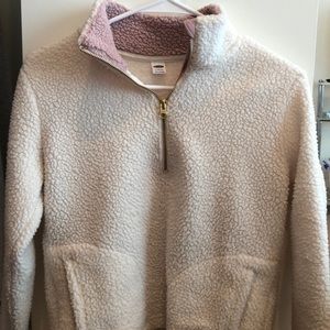 old navy cream/white and lilac purple half zip